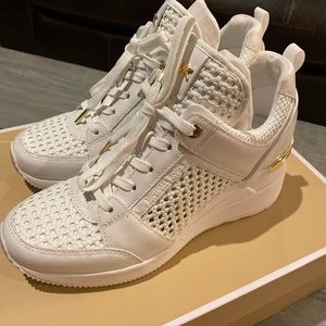 Michael Kors Georgie Woven Leather Trainer